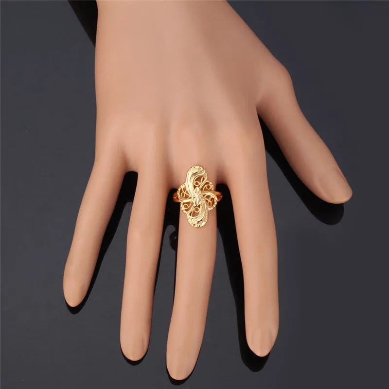 Vintage Engagement Ring Gold Plated Fashion Jewelry Trendy Geometric Band Ring For Women