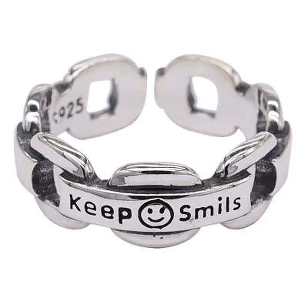 Vintage Smiling Face Finger Rings for Women Adjustable Rings