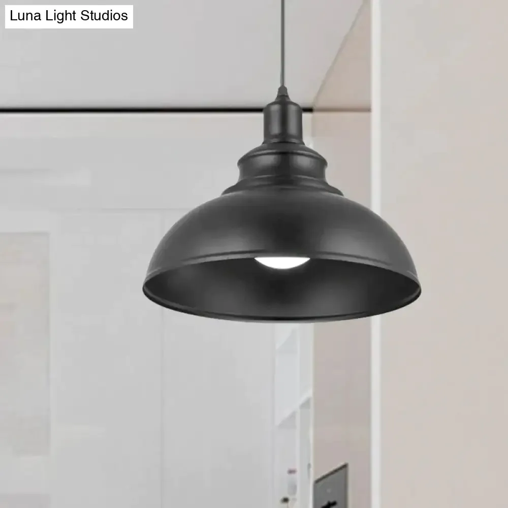 Vintage Style Metallic Black Hanging Light Dome Pendant Lamp