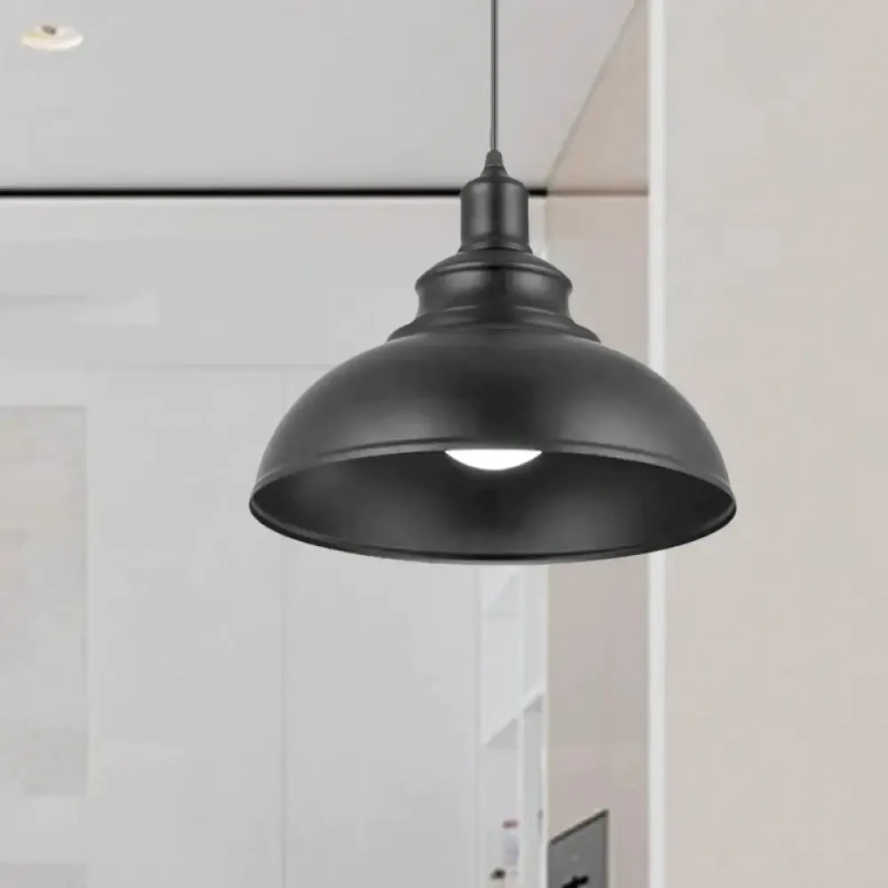 Vintage Style Metallic Black Hanging Light Dome Pendant Lamp