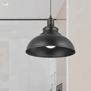 Vintage Style Metallic Black Hanging Light Dome Pendant Lamp