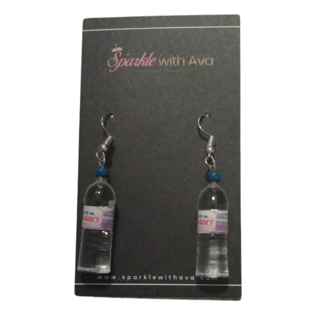 Water Bottle Drop Earrings | Water Bottle Dangle Earrings