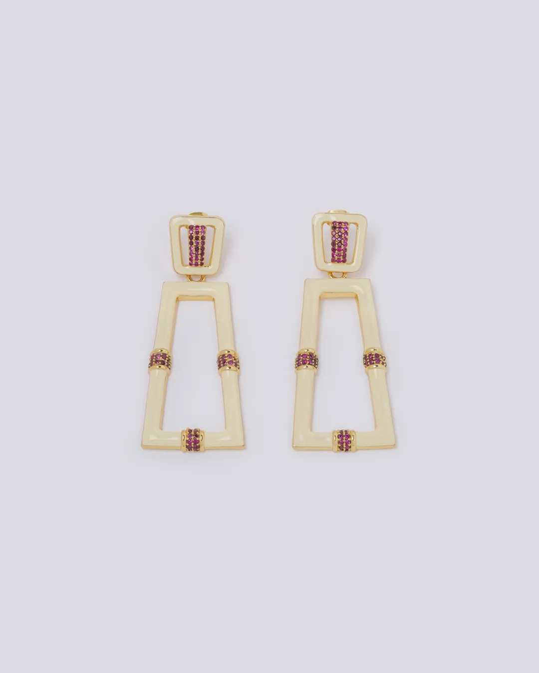 White Enamel Chess Earrings