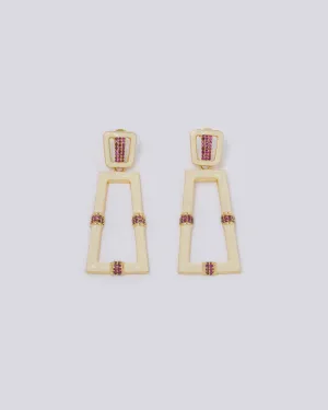 White Enamel Chess Earrings