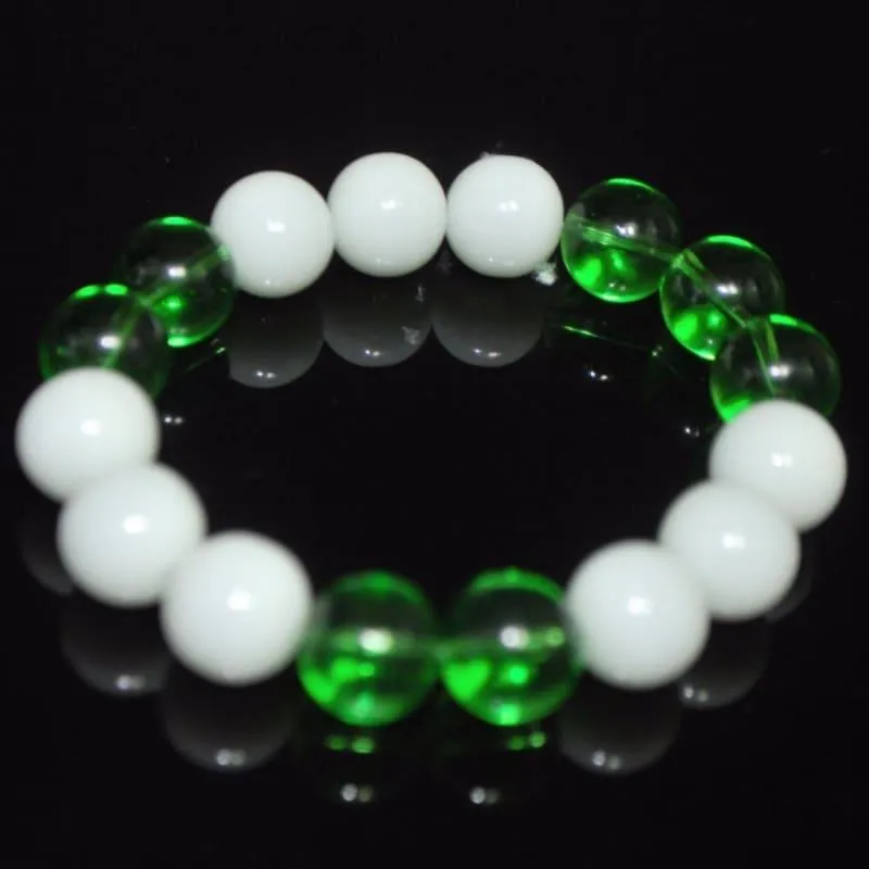 White Jade Bead with Green Quartz Bracelets