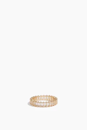 White Topaz Baguette Eternity Band in 14k Yellow Gold