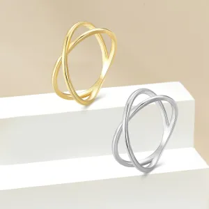 Women's Double Layer X-Shaped Sterling Silver Rings