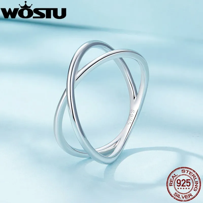 Women's Double Layer X-Shaped Sterling Silver Rings