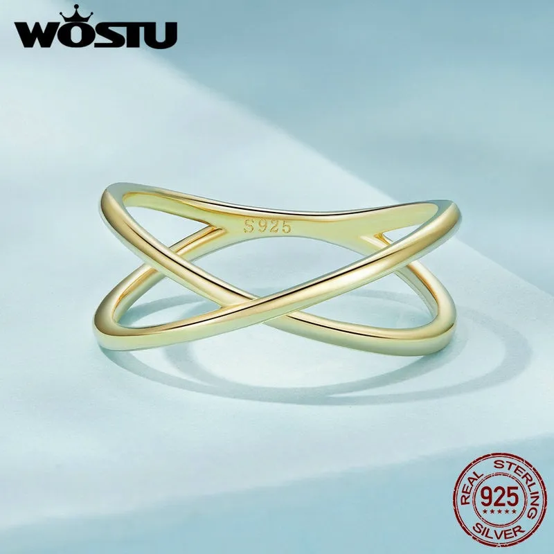 Women's Double Layer X-Shaped Sterling Silver Rings