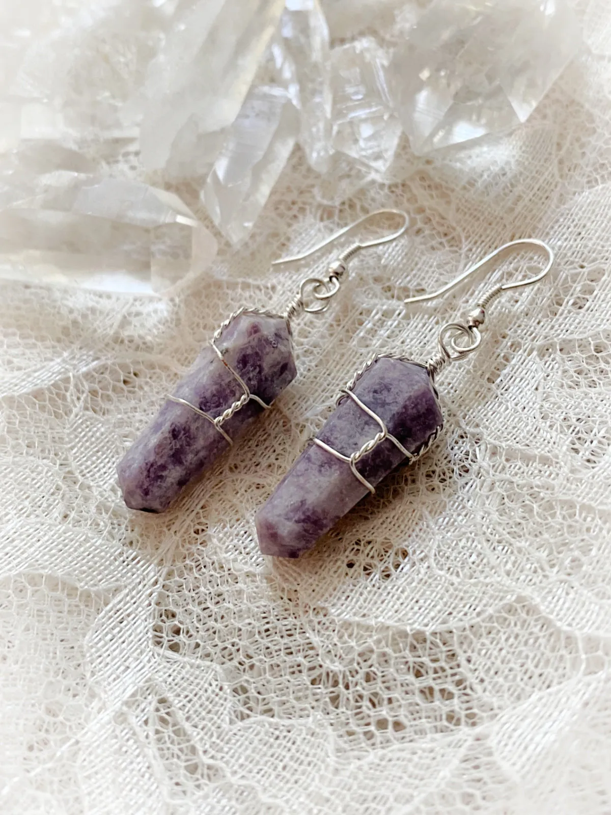 Wrapped Gemstone Point Dangles