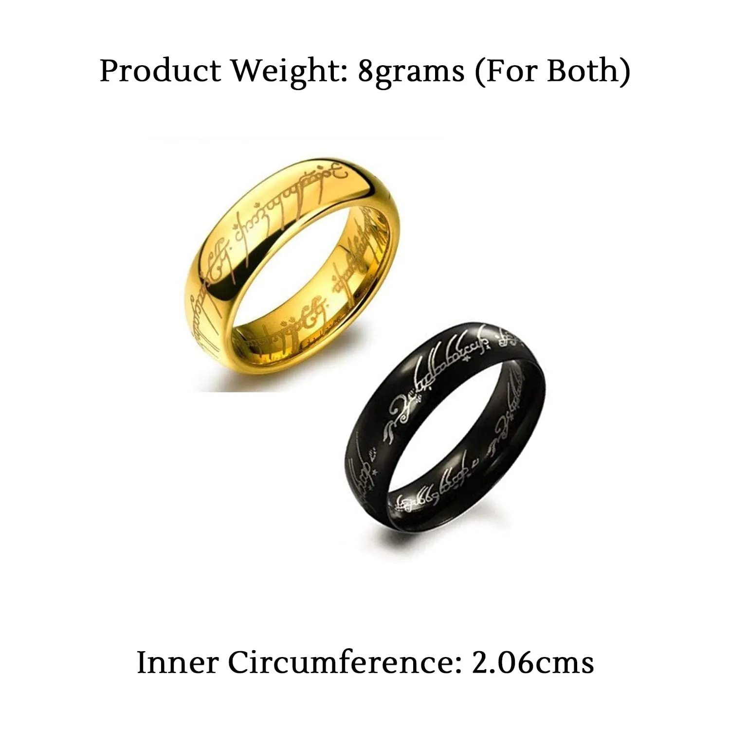 Yellow Chimes Rings for Men Combo 2 Pcs Multicolored Stainless Steel Gold and Black Rings for Men and Boys