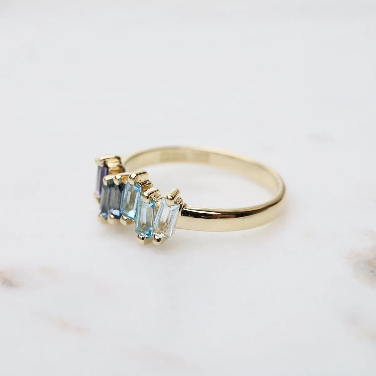 Yellow Gold Fireworks Ombre Blue Half Band