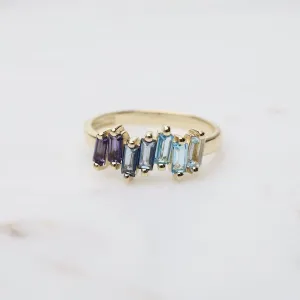 Yellow Gold Fireworks Ombre Blue Half Band