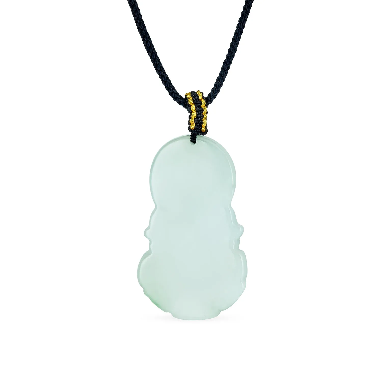 Yogi Protection Amulet Green Jade Buddha Pendant Necklace Black Cord 16-24 Inch